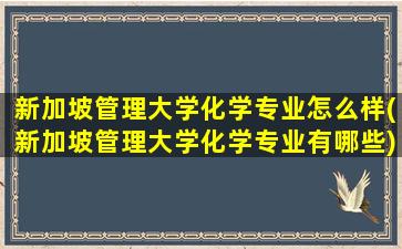 新加坡管理大学化学专业怎么样(新加坡管理大学化学专业有哪些)