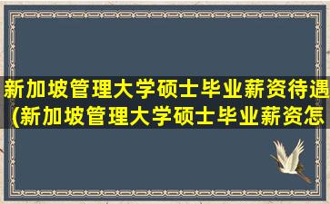 新加坡管理大学硕士毕业薪资待遇(新加坡管理大学硕士毕业薪资怎么样)