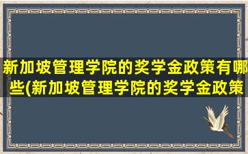 新加坡管理学院的奖学金政策有哪些(新加坡管理学院的奖学金政策怎么样)