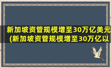 新加坡资管规模增至30万亿美元(新加坡资管规模增至30万亿以上)