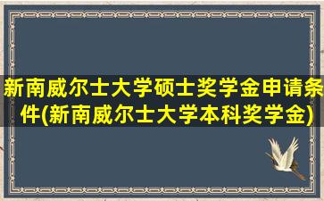 新南威尔士大学硕士奖学金申请条件(新南威尔士大学本科奖学金)