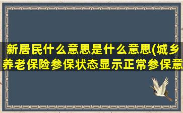 新居民什么意思是什么意思(城乡养老保险参保状态显示正常参保意思是今年已经交了)