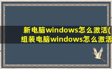 新电脑windows怎么激活(组装电脑windows怎么激活)