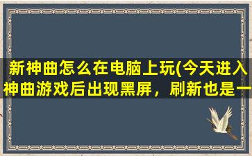 新神曲怎么在电脑上玩(今天进入神曲游戏后出现黑屏，刷新也是一样，怎么办)