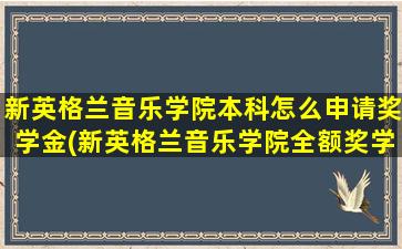 新英格兰音乐学院本科怎么申请奖学金(新英格兰音乐学院全额奖学金)