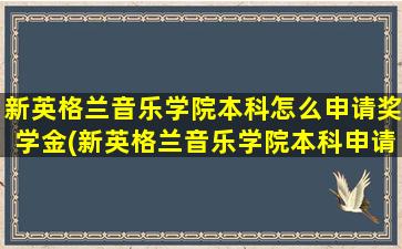 新英格兰音乐学院本科怎么申请奖学金(新英格兰音乐学院本科申请)