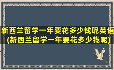 新西兰留学一年要花多少钱呢英语(新西兰留学一年要花多少钱呢)