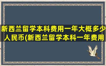 新西兰留学本科费用一年大概多少人民币(新西兰留学本科一年费用)