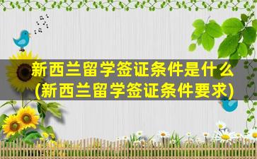 新西兰留学签证条件是什么(新西兰留学签证条件要求)