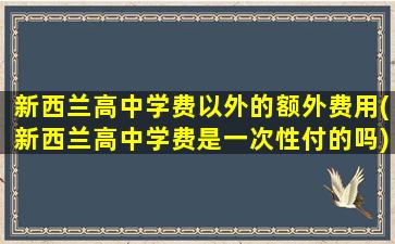 新西兰高中学费以外的额外费用(新西兰高中学费是一次性付的吗)