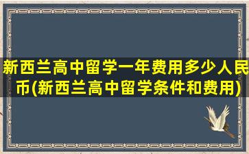 新西兰高中留学一年费用多少人民币(新西兰高中留学条件和费用)