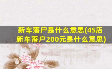 新车落户是什么意思(4S店新车落户200元是什么意思)