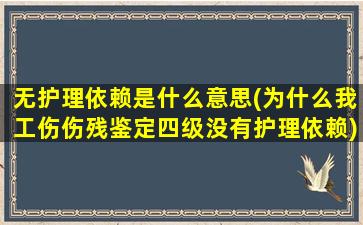 无护理依赖是什么意思(为什么我工伤伤残鉴定四级没有护理依赖)