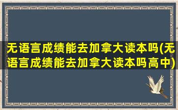 无语言成绩能去加拿大读本吗(无语言成绩能去加拿大读本吗高中)