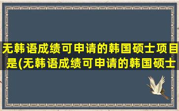 无韩语成绩可申请的韩国硕士项目是(无韩语成绩可申请的韩国硕士项目是什么)