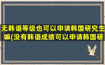 无韩语等级也可以申请韩国研究生嘛(没有韩语成绩可以申请韩国研究生吗)