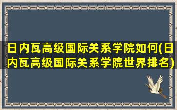 日内瓦高级国际关系学院如何(日内瓦高级国际关系学院世界排名)