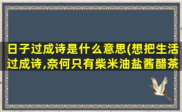 日子过成诗是什么意思(想把生活过成诗,奈何只有柴米油盐酱醋茶的意思)