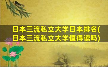 日本三流私立大学日本排名(日本三流私立大学值得读吗)