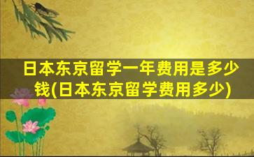 日本东京留学一年费用是多少钱(日本东京留学费用多少)