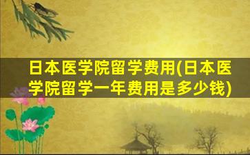 日本医学院留学费用(日本医学院留学一年费用是多少钱)