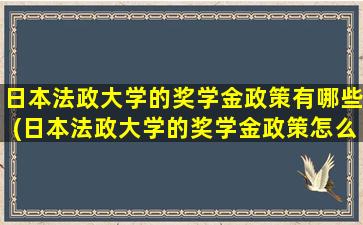 日本法政大学的奖学金政策有哪些(日本法政大学的奖学金政策怎么样)