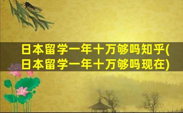 日本留学一年十万够吗知乎(日本留学一年十万够吗现在)