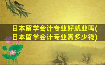 日本留学会计专业好就业吗(日本留学会计专业需多少钱)