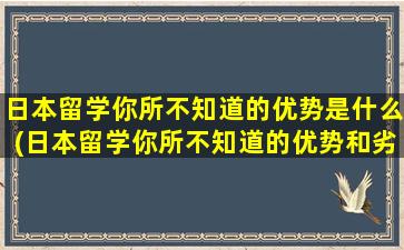 日本留学你所不知道的优势是什么(日本留学你所不知道的优势和劣势)