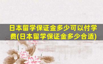 日本留学保证金多少可以付学费(日本留学保证金多少合适)