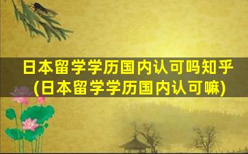 日本留学学历国内认可吗知乎(日本留学学历国内认可嘛)