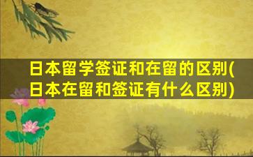 日本留学签证和在留的区别(日本在留和签证有什么区别)