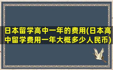 日本留学高中一年的费用(日本高中留学费用一年大概多少人民币)