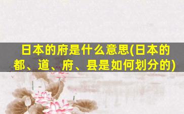 日本的府是什么意思(日本的都、道、府、县是如何划分的)