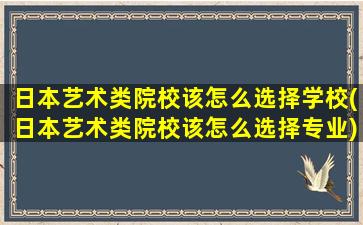 日本艺术类院校该怎么选择学校(日本艺术类院校该怎么选择专业)