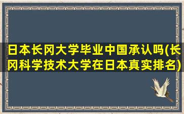 日本长冈大学毕业中国承认吗(长冈科学技术大学在日本真实排名)