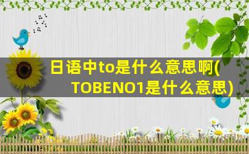 日语中to是什么意思啊(TOBENO1是什么意思)