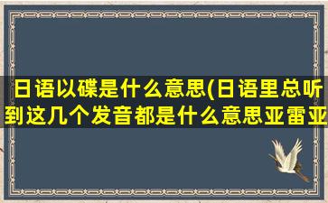 日语以碟是什么意思(日语里总听到这几个发音都是什么意思亚雷亚雷、沙贝dei、以呀)