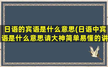 日语的宾语是什么意思(日语中宾语是什么意思请大神简单易懂的讲解下因为我完全不懂)