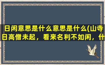 日闲意思是什么意思是什么(山寺日高僧未起，看来名利不如闲，什么意思呀)