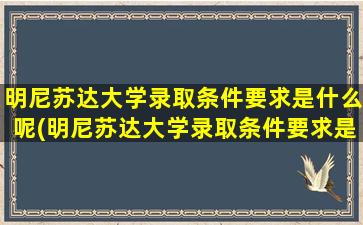 明尼苏达大学录取条件要求是什么呢(明尼苏达大学录取条件要求是什么样的)