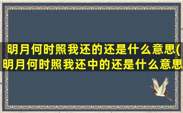 明月何时照我还的还是什么意思(明月何时照我还中的还是什么意思啊)