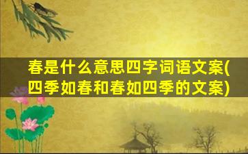 春是什么意思四字词语文案(四季如春和春如四季的文案)