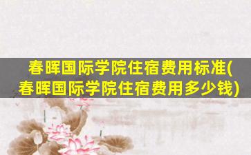 春晖国际学院住宿费用标准(春晖国际学院住宿费用多少钱)
