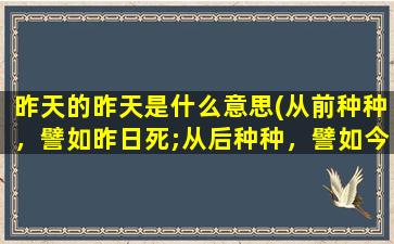 昨天的昨天是什么意思(从前种种，譬如昨日死;从后种种，譬如今日生;这句话什么意思)