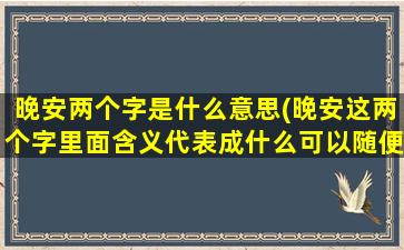 晚安两个字是什么意思(晚安这两个字里面含义代表成什么可以随便发的吗)