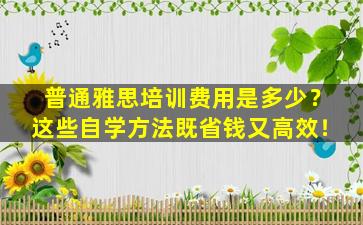 普通雅思培训费用是多少？这些自学方法既省钱又高效！