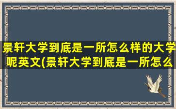 景轩大学到底是一所怎么样的大学呢英文(景轩大学到底是一所怎么样的大学呢)