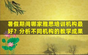 暑假期间哪家雅思培训机构最好？分析不同机构的教学成果