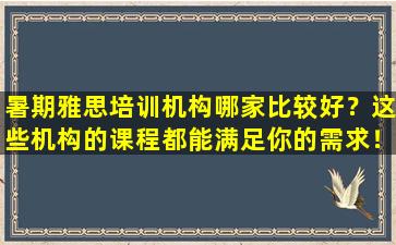 暑期雅思培训机构哪家比较好？这些机构的课程都能满足你的需求！